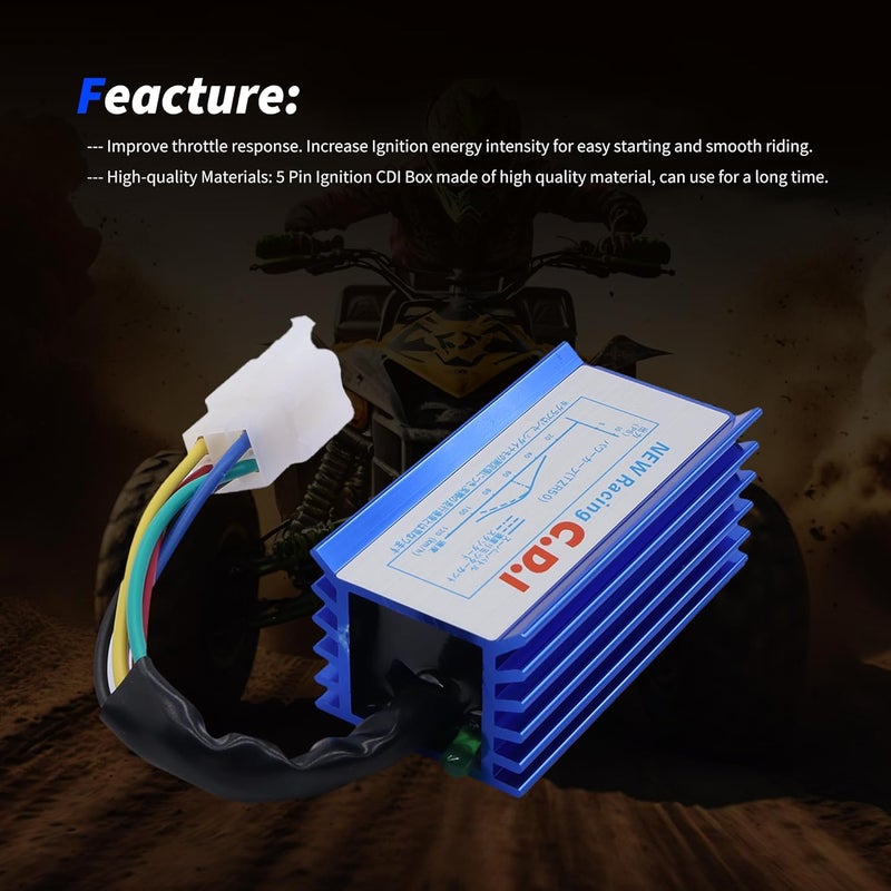 OXCANO 5 Pin Racing AC Ignition CDI Box Replacement for GY6 50cc 70cc 90cc 110cc 125cc 140cc 150cc 160cc 139QMB 152QMI 157QMJ Engine Chinese Pit Dirt Motor Bike ATV Moped Quad Go Kart Pit Dirt Bike - Image 2